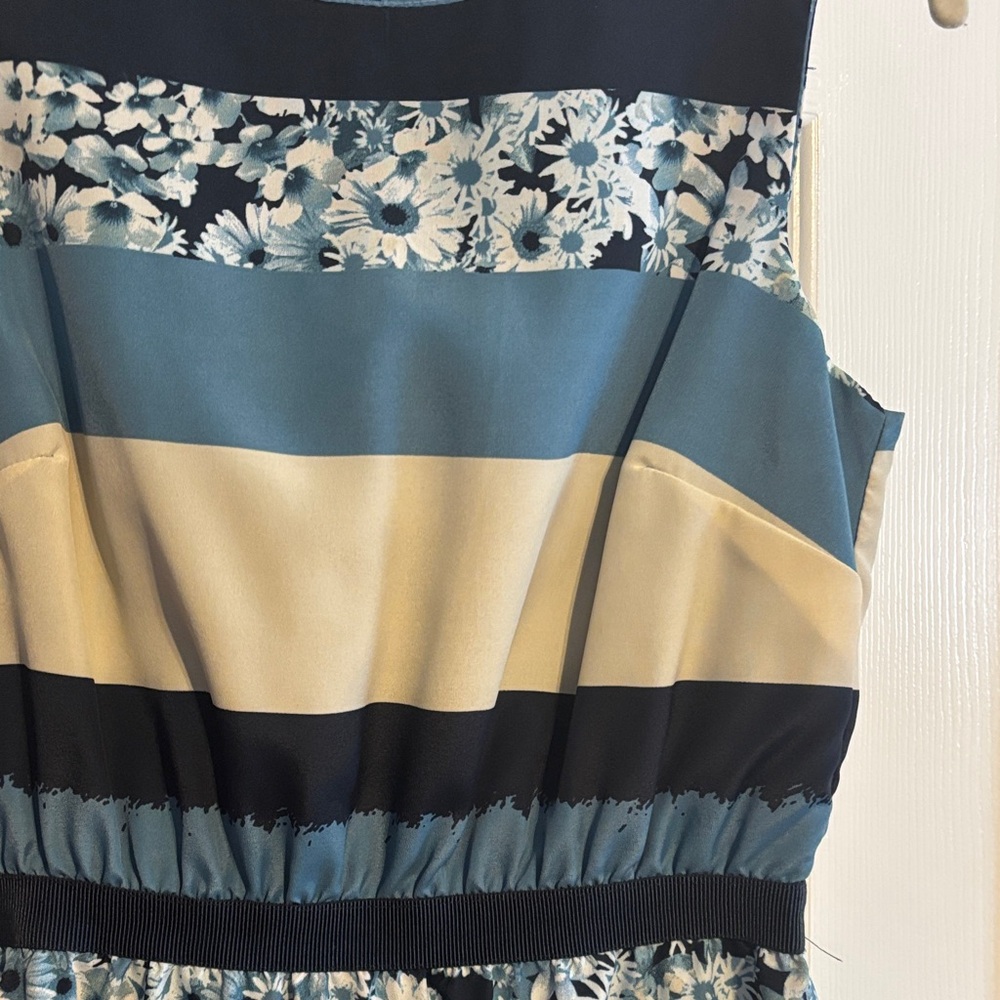 LOFT Elegant Blue Floral Women's sleeveless midi dress size XSP NWOT - Picture 5 of 10